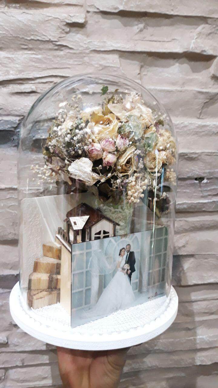 سفارش فریز دسته گل عروس در جام شیشه ای +  +