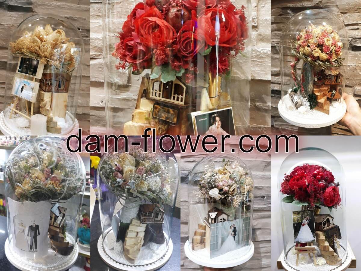 سفارش فریز دسته گل عروس در جام شیشه ای +  +